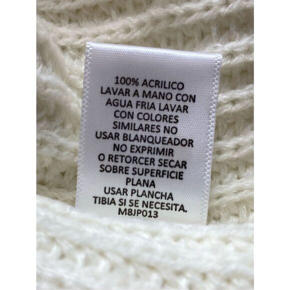 Derek Heart Juniors LARGE CREAM SWEATER WITH LACE TIED UP BACK - Picture 8 of 9